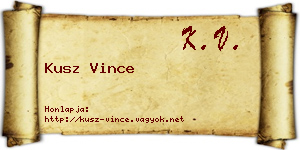 Kusz Vince névjegykártya